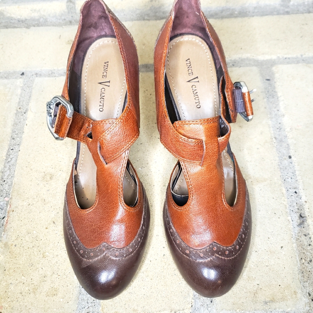 Vince Camuto quality leather heels with buckle
